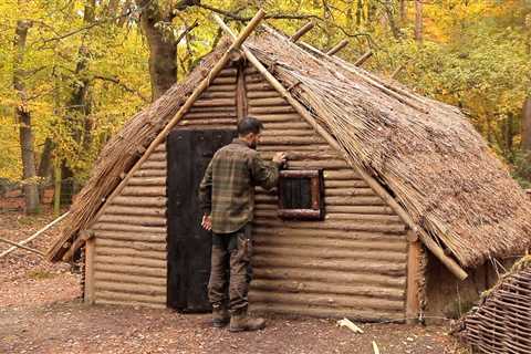 Building a Burnt Wood Door - UPGRADE to the Medieval Bushcraft House (PART 16)
