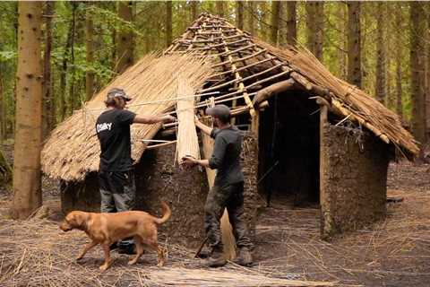 Building a Medieval Roundhouse - Thatching the Roof | Bushcraft Shelter (PART 8)