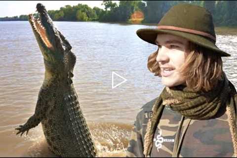 Surviving 24 hours with MONSTER CROCODILES Australia! (Deadly Animals)