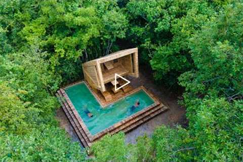 We Built The Most Beautiful Swimming Pool Around Bamboo Villa by Ancient Skills, JungleSurvivalSkill