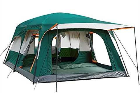 KTT Large Tent 8~10 Person,Family Cabin Tents,2 Rooms,Straight Wall,3 Doors and 3 Windows with Mesh,..