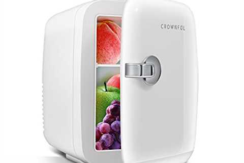 CROWNFUL Mini Fridge, 4 Liter/6 Can Portable Cooler and Warmer Personal Refrigerator for Skin Care, ..