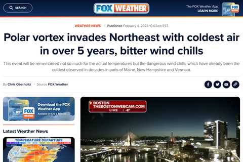 Arctic Air Sweeps Into New England, Coldest Wind Chills in Years