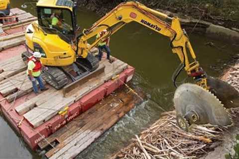 AWESOME Beaver Dams with Excavator | DANGEROUS EXCAVATOR WORKING COMPILATION