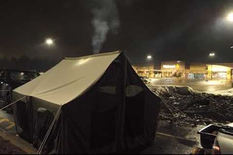 Hot Tent Camping in a WALMART Parking Lot (Lake Superior Circle Tour)