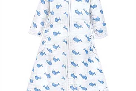 Hudson Baby Unisex Baby Long Sleeve Muslin Sleeping Bag, Wearable Blanket, Sleep Sack, Blue Whale,..