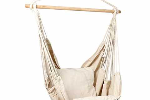 Bormart Hanging Rope Hammock Chair Large Cotton Weave Porch Swing Seat Comfortable and Durable..