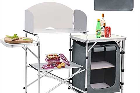 AHB Camping Kitchen Table Camp Cook Table Portable Folding Kitchen Table Camping Kitchen Station..