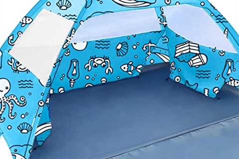 Ocean World Beach Tent for Baby, Kids and Family | 3-4 Person Sun Shelter Sun Shade | UPF 50+ UV..