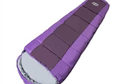 Pacific Pass 30F Synthetic Mummy Sleeping Bag with Compression Stuff Sack - Kids Size - Purple -..