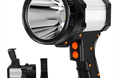 Samyoung Spotlight 120000 Lumen Super Bright, 10000 mAh 30 Hours LED Rechargeable Flashlights, IP65 ..