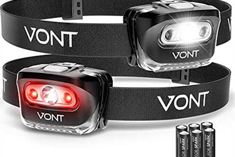 Vont LED Headlamp [Batteries Included, 2 Pack] IPX5 Waterproof, with Red Light, 7 Modes, Head Lamp, ..