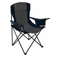 Pacific Pass Quad Camp Chair w/ Built-In Cooler and Cup Holder, Includes Carry Bag - Navy/Gray -..