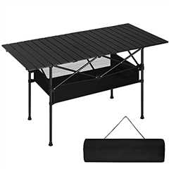 BTY Folding Camping Table, 4.7 ft Large Portable Foldable Roll Up Camp Picnic Camping Side Table..