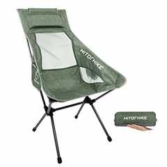 HITORHIKE Camping Chair with Nylon Mesh and Comfortable Headrest Ultralight High Back Folding..