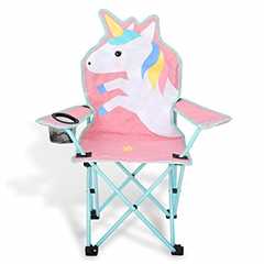 KABOER Unicorn Folding Chair with Cup Holder and Carrying Bag for Kids Children's Camping..