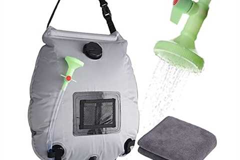 N&K Camping Solar Outdoor Shower Bag with Quick Dry Towel. 5 gallons Portable Water, Heating..