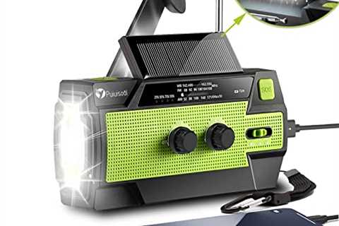 Emergency-Radio,Puiuisoul 4000mAh Weather Radios with Hand Crank & Solar Charging,3 Gear LED..