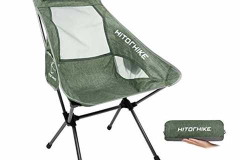HITORHIKE Camping Chair with Nylon Mesh and Comfortable Headrest Ultralight High Back Folding..